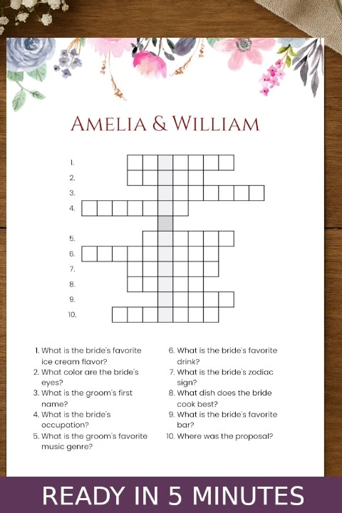  Wedding Crossword by ElisGrid